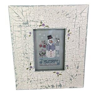 January Snowman‎ Cross Stitch Framed COMPLETED Shepherds Bush Stitching Wall Art